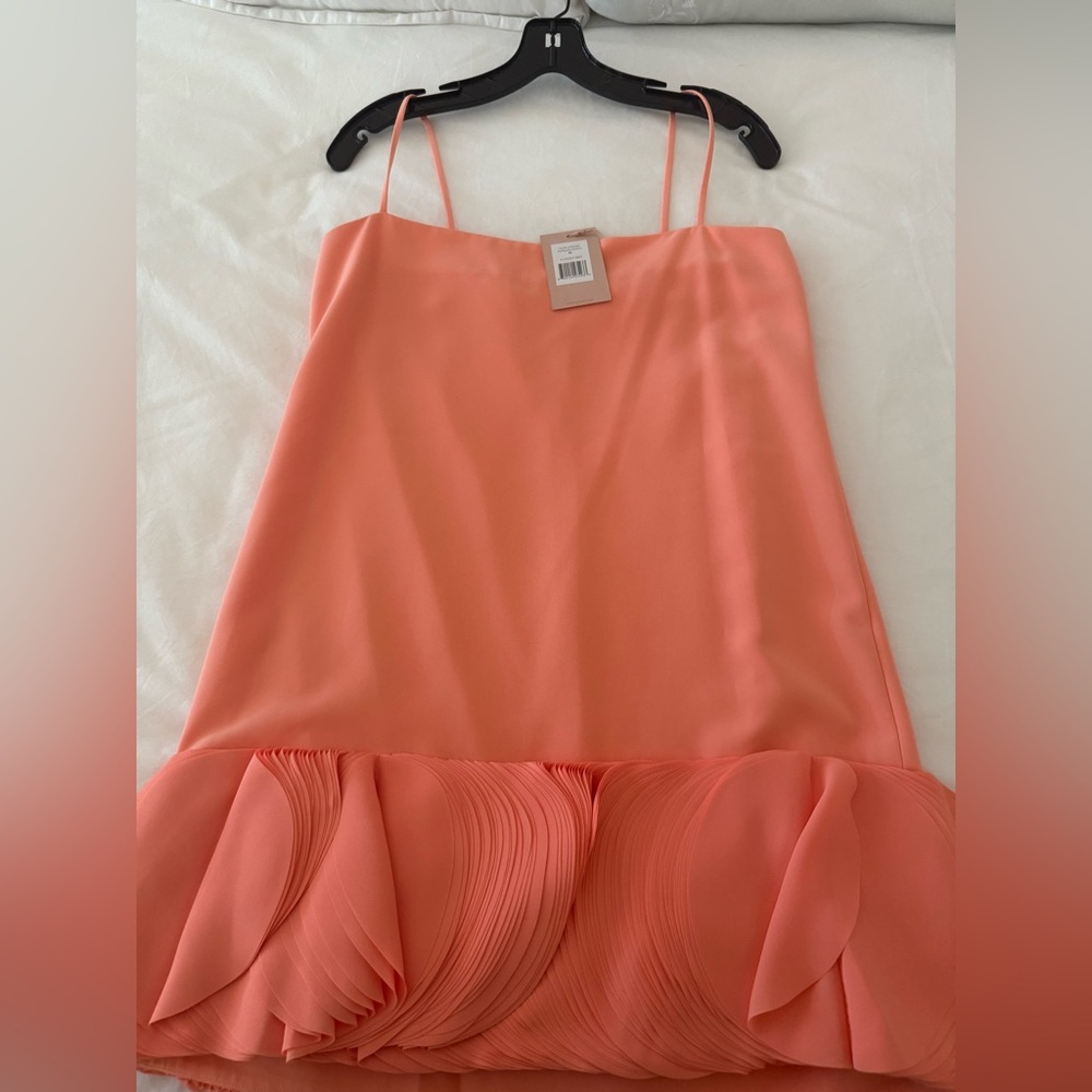 Alexis Coral Pink Mini Dress with Pleated Hem